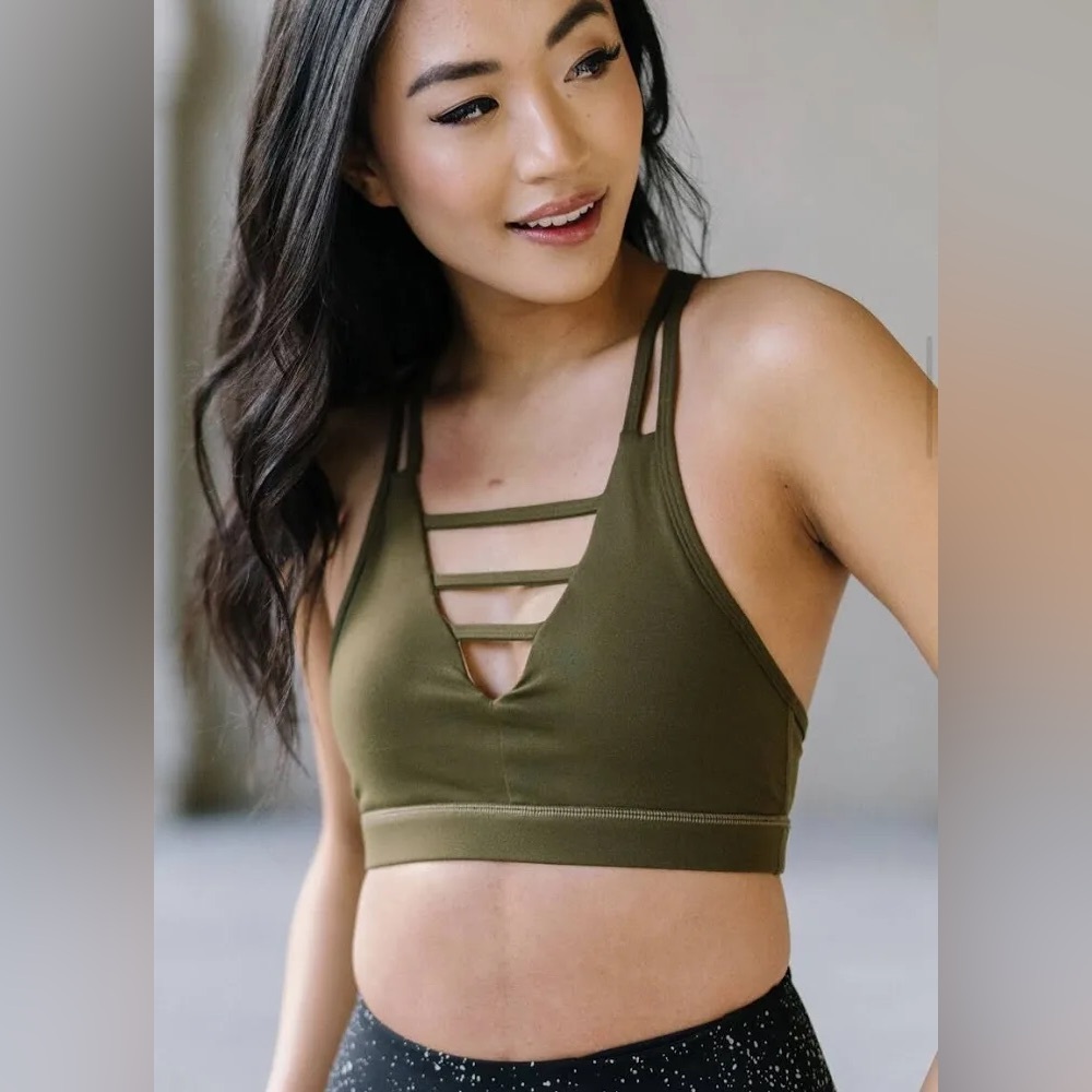 ZYIA ACTIVE Olive Grid Sports Bra